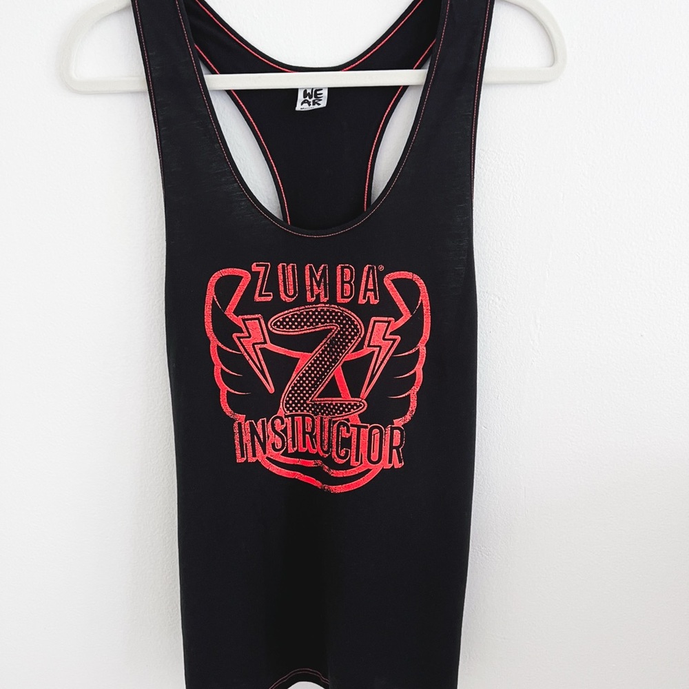 Zumba Fitness Black Tank with Neon Orange Instructor Emblem